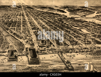 Vista aereo di Asbury Park, N.J. che mostra la posizione di 'Asbury Park Estates' tra le colline sulla Asbury Avenue 1910 Foto Stock