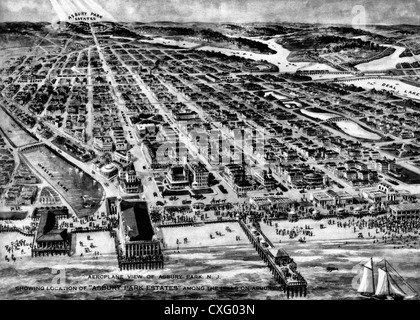 Vista aereo di Asbury Park, N.J. che mostra la posizione di 'Asbury Park Estates' tra le colline sulla Asbury Avenue 1910 Foto Stock