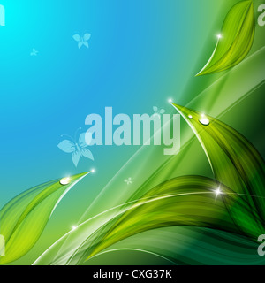 Luminoso sfondo floreale con farfalle Foto Stock