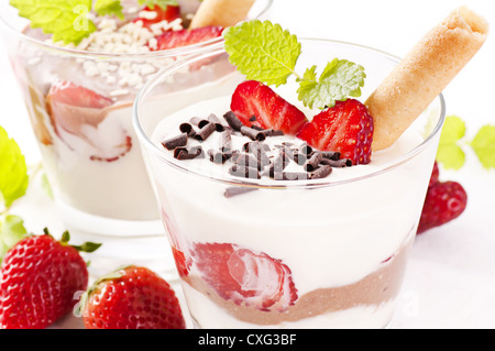 Il dessert con Fragola Foto Stock