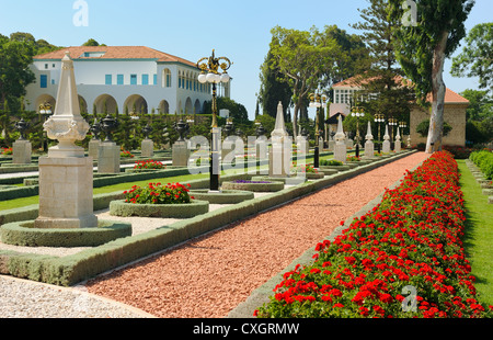 Giardini Bahai vicino alla città di Acri, Israele Foto Stock
