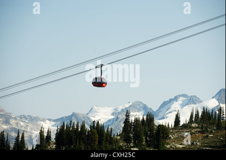 Il picco di Whistler2Peak Gondola. In alto di Whistler Mountain Whistler BC, Canada La gondola va dalla parte superiore di Whistler Mountain a Blackcomb Mtn. Foto Stock