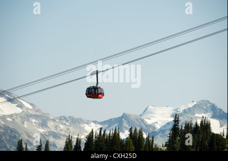 Il picco di Whistler2Peak Gondola. In alto di Whistler Mountain Whistler BC, Canada La gondola va dalla parte superiore di Whistler Mountain a Blackcomb Mtn. Foto Stock