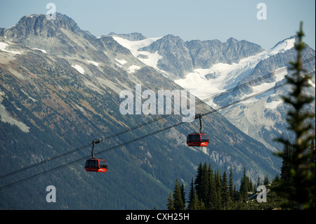 Il picco di Whistler2Peak Gondola. In alto di Whistler Mountain Whistler BC, Canada La gondola va dalla parte superiore di Whistler Mountain a Blackcomb Mtn. Foto Stock