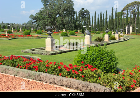 Giardini Bahai vicino alla città di Acri, Israele Foto Stock