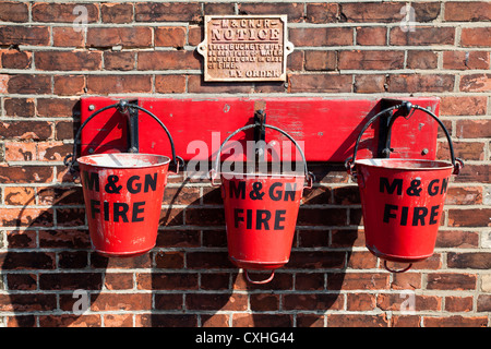 Fire benne a Sheringham Station sulla linea di papavero Nord Stazione di Norfolk Norfolk Inghilterra Foto Stock