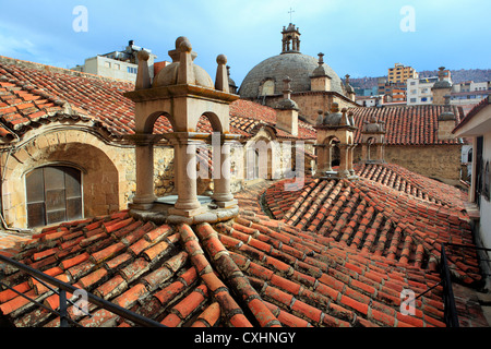 Vista dal tetto della chiesa di San Francisco, La Paz, Bolivia Foto Stock