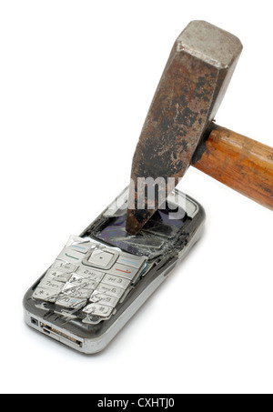 Smashing telefono cellulare Foto Stock