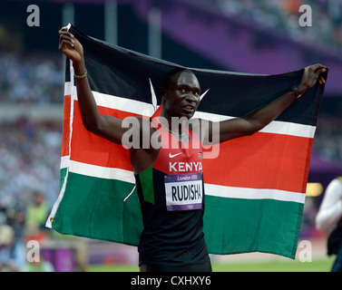 Il Kenya è David Lekuta Rudisha celebra. Foto Stock