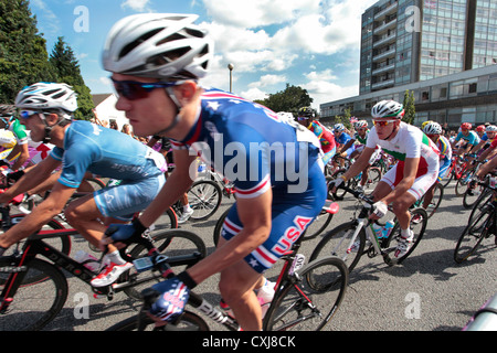 2012 Olimpiadi di Londra uomini escursioni in bicicletta da corsa su strada Foto Stock