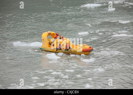 La barca di salvataggio nella baia di disincanto, Alaska, STATI UNITI D'AMERICA Foto Stock