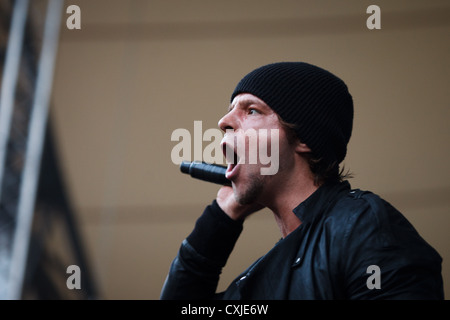 Pendolo sul palco dell'Eden sessioni al Progetto Eden, Cornwall nel 2011 Foto Stock