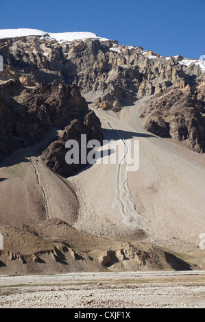 Paesaggio tra Baralacha La (Bara-Lacha-Pass, 4890m) e Sarchu, Manali-Leh autostrada, Lahaul e Spiti, Himachal Pradesh, India Foto Stock