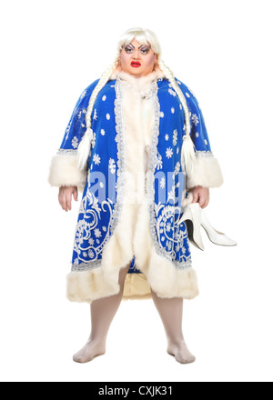 Parodia attore genere raffigurano Snow Maiden, su sfondo bianco Foto Stock