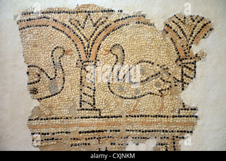 Frammento di un pavimento a mosaico nel Museo Bizantino, Paleo Frourio, CORFU, CORFU, CORFU, ISOLE IONIE, Grecia Foto Stock