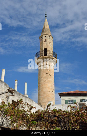 Minareto della moschea nella Città Vecchia, Chania, Canea, Creta, Grecia Foto Stock