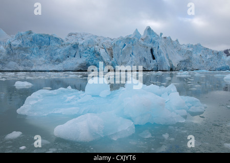 Monacobreen ghiacciaio, Haakon VII Terra, Spitzbergen, Svalbard, Norvegia Foto Stock