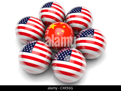 Stati Uniti e Cina. equilibrio di potere americani e cinesi, relazioni. concetto Foto Stock