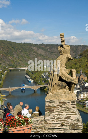 Vista del fiume Mosella dal castello di Cochem, Germania.. Foto Stock