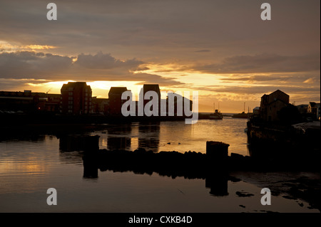 La città di Ayr sul fiume Ayr sul Firth of Clyde, Scozia. SCO 8574 Foto Stock