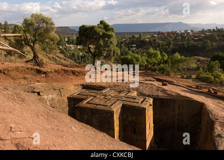 Elk200-3073 Etiopia Lalibela, rock cut chiesa XII-XIII c, Bet Giyorgis Foto Stock