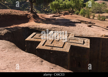 Elk200-3093 Etiopia Lalibela, rock cut chiesa XII-XIII c, Bet Giyorgis Foto Stock