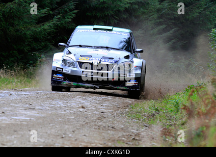 WRC 2012, Galles, Skoda rally car Foto Stock