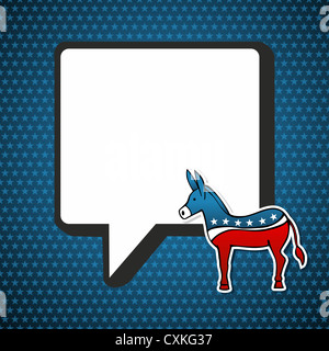 USA le elezioni democratiche messaggio politico con asino in stile schizzo su stelle blu sullo sfondo. File vettoriale stratificata per una facile manipolazione e colorazione personalizzata. Foto Stock