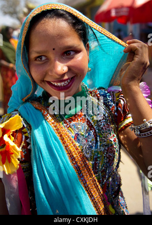 La tribù Garasia sono squisiti prodotti tessili e gioielli di tradizioni e di modelli unici di vivere, trovata nel Rajasthan, India Foto Stock