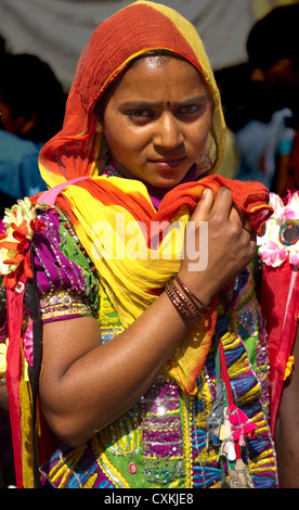 La tribù Garasia sono squisiti prodotti tessili e gioielli di tradizioni e di modelli unici di vivere, trovata nel Rajasthan, India Foto Stock