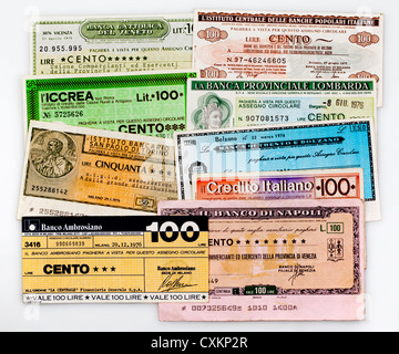 Miniassegni, Italiano bonifico bancario, vaglia postale con un valore basso, il Banco Ambrosiano, Mailand Foto Stock