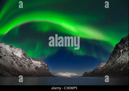 Luci del nord vicino a Tromso, Troms, Norvegia Foto Stock