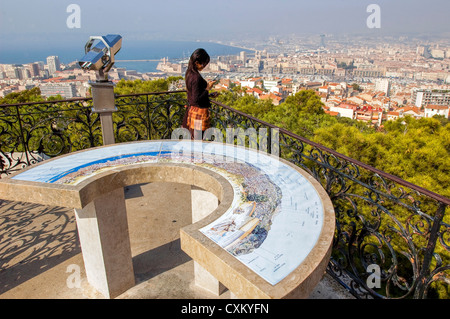 Europa francia Marsiglia Notre Dame de la Garde.Basilica. Foto Stock