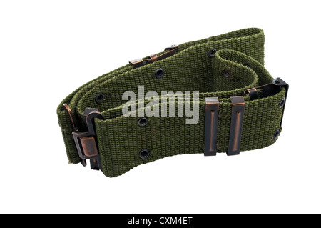Cinghia militare isolato su sfondo bianco Foto Stock