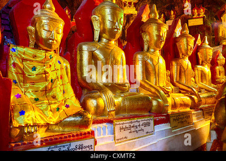 Statue di Buddha in Shwe Oo Min Grotta Pindaya, Stato Shan, MYANMAR Birmania Foto Stock