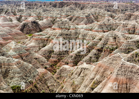 Vista dal Big Badlands Overlook, Parco nazionale Badlands, Dakota del Sud, STATI UNITI D'AMERICA Foto Stock