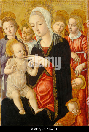 Di Matteo di Giovanni, Madonna con Bambino e angeli e cherubini, Italiano, c. 1430 - 1497, c. 1460/1465, tempera (?) sul pannello Foto Stock