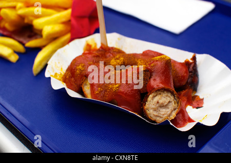 Curry salsiccia Currywurst, Berlinese è più famoso cibo Foto Stock