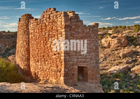 Twin Towers rovina a Hovenweep National Monument, Colorado Plateau, Utah, Stati Uniti d'America Foto Stock