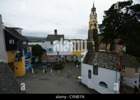 Batteria Square a Portmeirion, il Galles del Nord Foto Stock