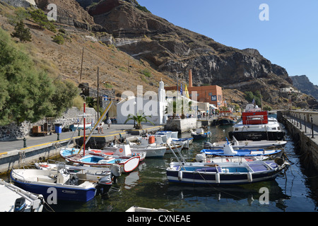 Il vecchio porto di Firá, SANTORINI, CICLADI Sud Egeo Regione, Grecia Foto Stock