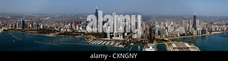 Antenna fotografia panoramica di Chicago, Illinois skyline Foto Stock