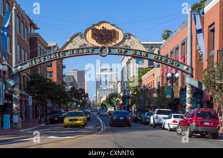 Immobili nel quartiere Gaslamp Historic District, San Diego CA. Foto Stock