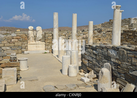 Casa di Cleopatra, sito archeologico di Delos, Delos, Cicladi Sud Egeo Regione, Grecia Foto Stock