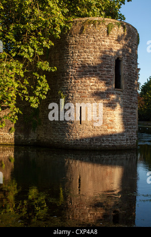 Il fossato del castello e mura che circondano il palazzo dei vescovi residence in pozzetti città. Foto Stock