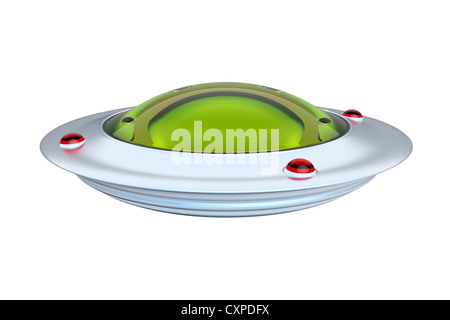 UFO isolato su sfondo bianco Foto Stock