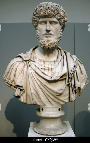 Lucius Verus (130-169 AD). Roman co-imperatore. Busto. Il marmo. Da Roma. British Museum. Londra. In Inghilterra. Regno Unito. Foto Stock