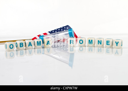 Le elezioni americane del 2012 sembra essere una stretta esecuzione gara tra Barack Obama e Mitt Romney Foto Stock