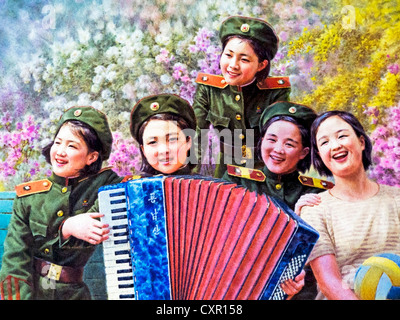 Popoli democratici la Repubblica di Corea (DPRK), Corea del Nord Pyongyang, pittura in coreano Art Museum Foto Stock