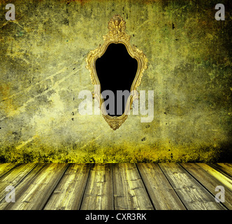 Il vecchio grunge interno pavimento in legno Foto Stock